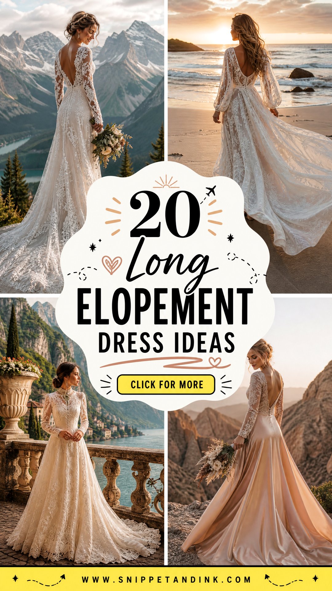20 Long Elopement Dress Ideas for an Effortlessly Romantic Escape - 20 Long Elopement Dress Ideas for an Effortlessly Romantic Escape