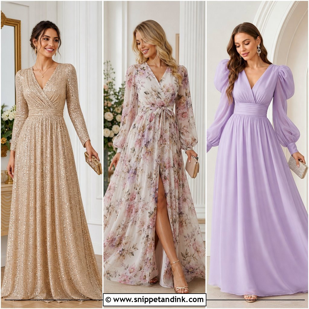 20 Long Gown with Sleeves Ideas for Elegant Evening Style