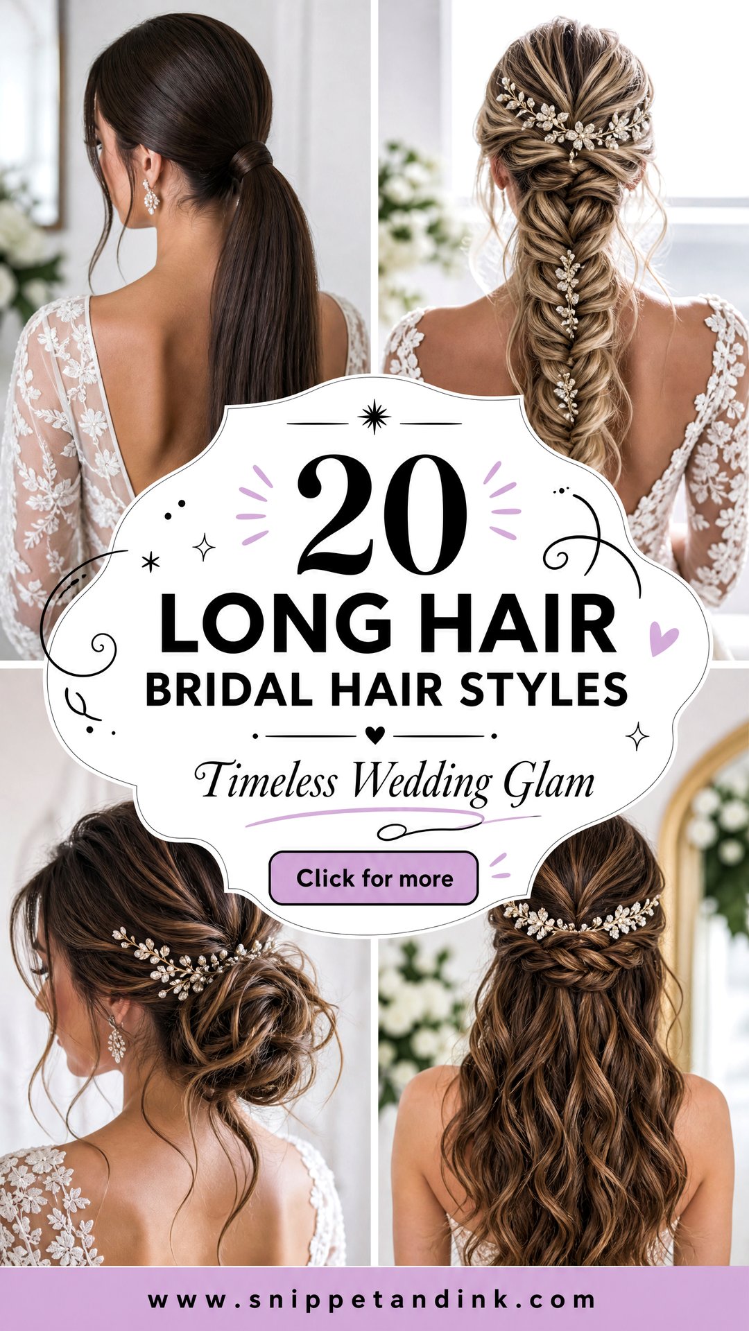 20 Long Hair Bridal Hair Styles for Timeless Wedding Glam - 20 Long Hair Bridal Hair Styles for Timeless Wedding Glam