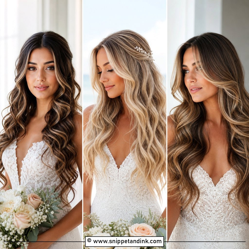 20 Long Hair Down Wedding Hairstyles for Bridal Glam