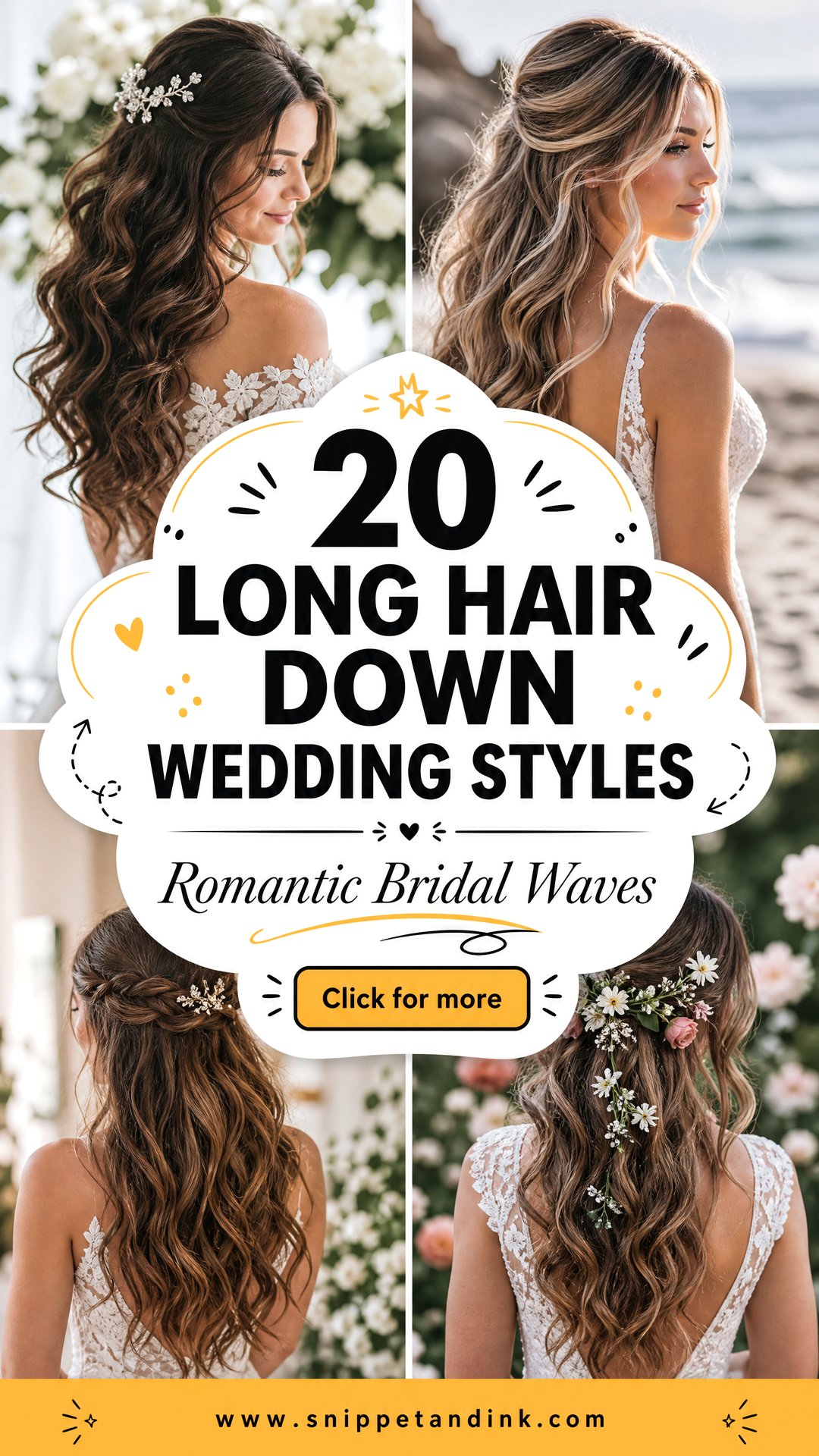 20 Long Hair Down Wedding Styles for Romantic Brides - 20 Long Hair Down Wedding Styles for Romantic Brides