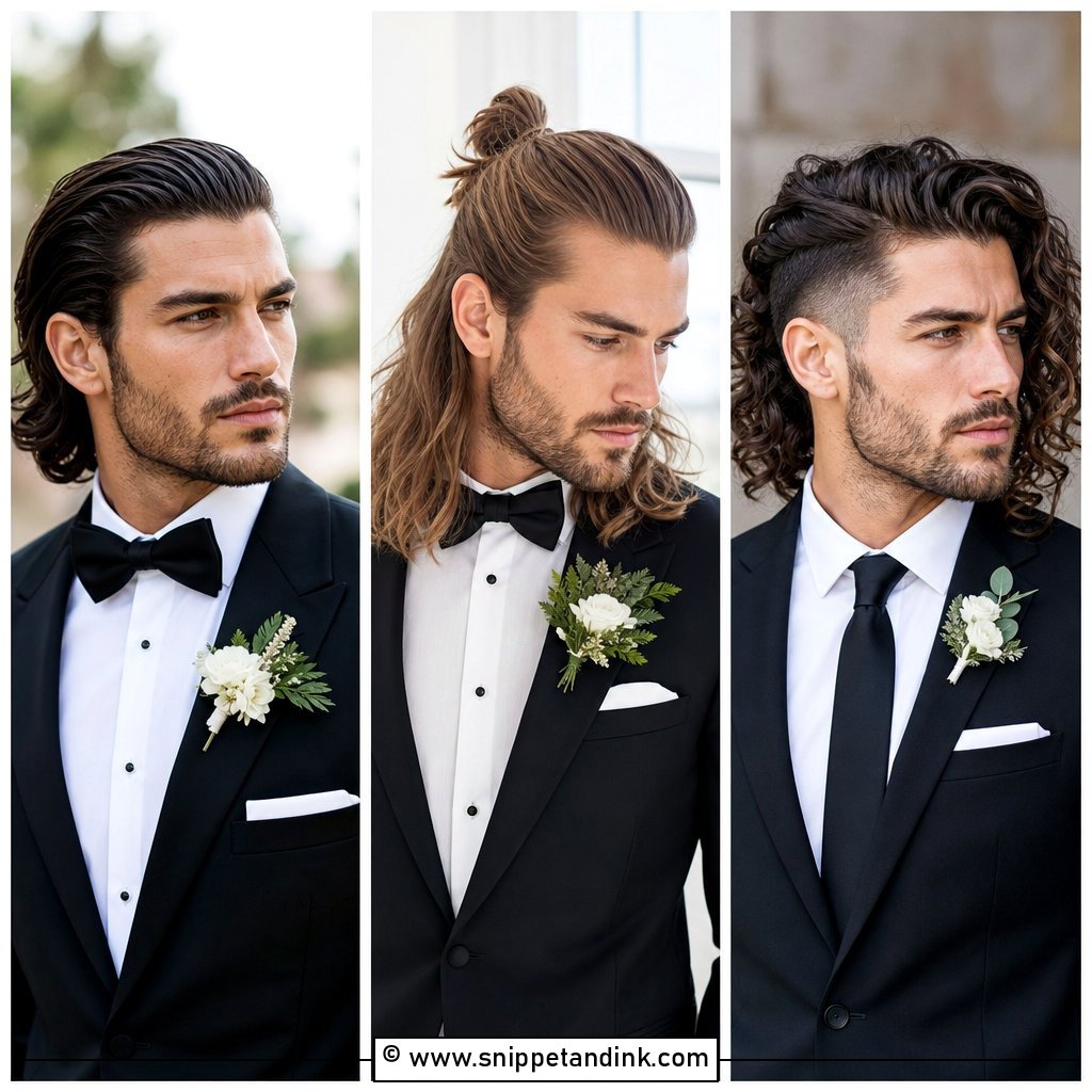 20 Long Hair Groom Ideas for a Sharp Wedding Look