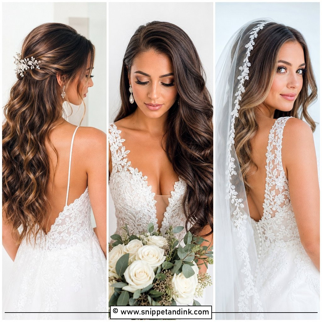 20 Long Hair Wedding Styles All Down for Romantic Looks