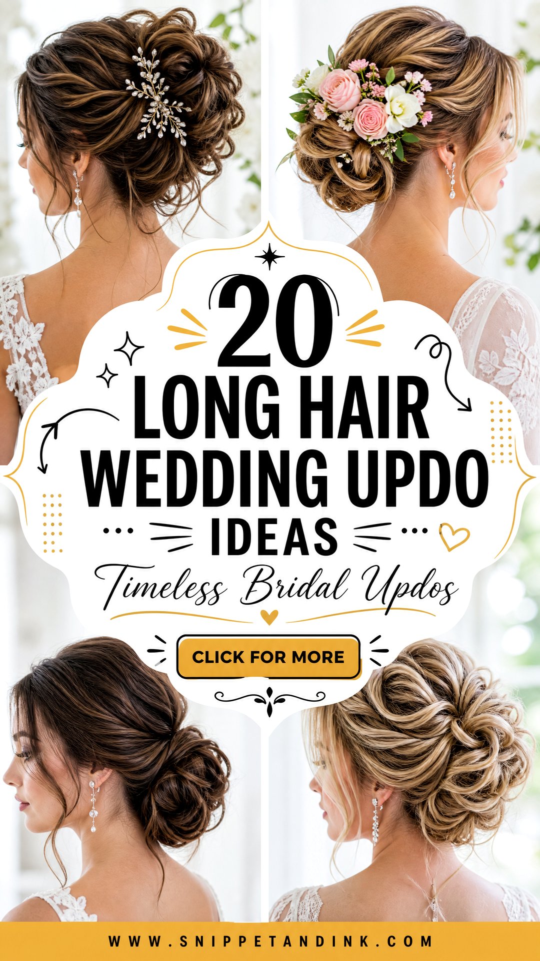 20 Long Hair Wedding Updo Ideas for Timeless Brides - 20 Long Hair Wedding Updo Ideas for Timeless Brides