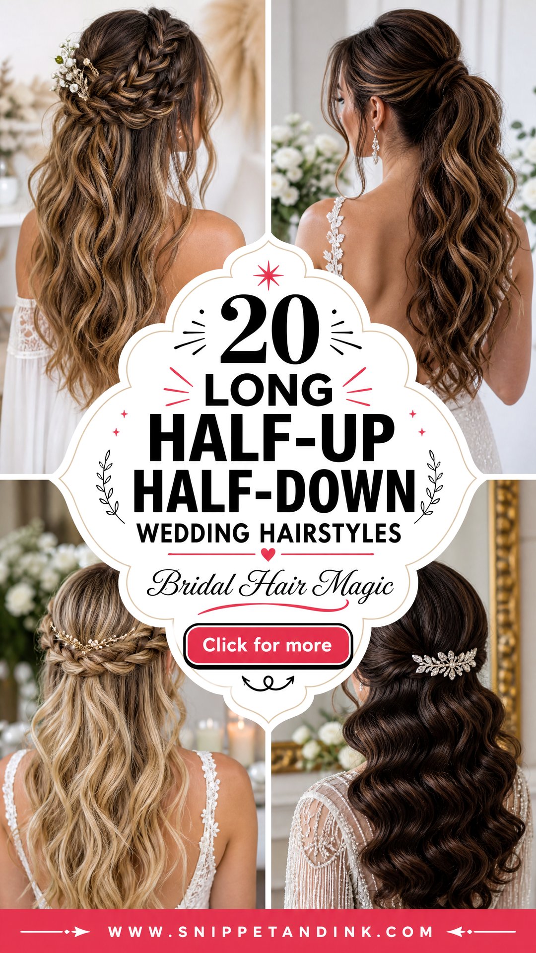 20 Long Half-Up Half-Down Wedding Hairstyles Brides Love - 20 Long Half-Up Half-Down Wedding Hairstyles Brides Love