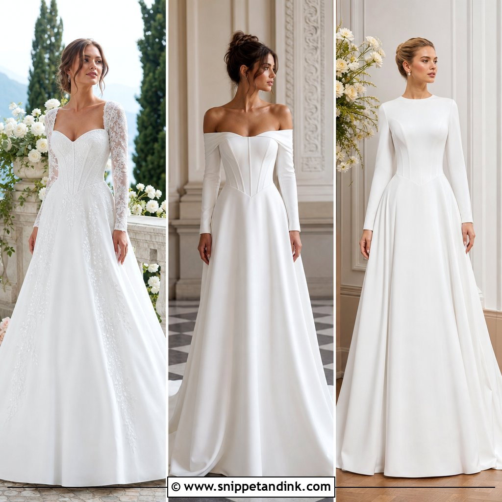 20 Long Sleeve Basque Waist Wedding Dress Ideas Brides Love