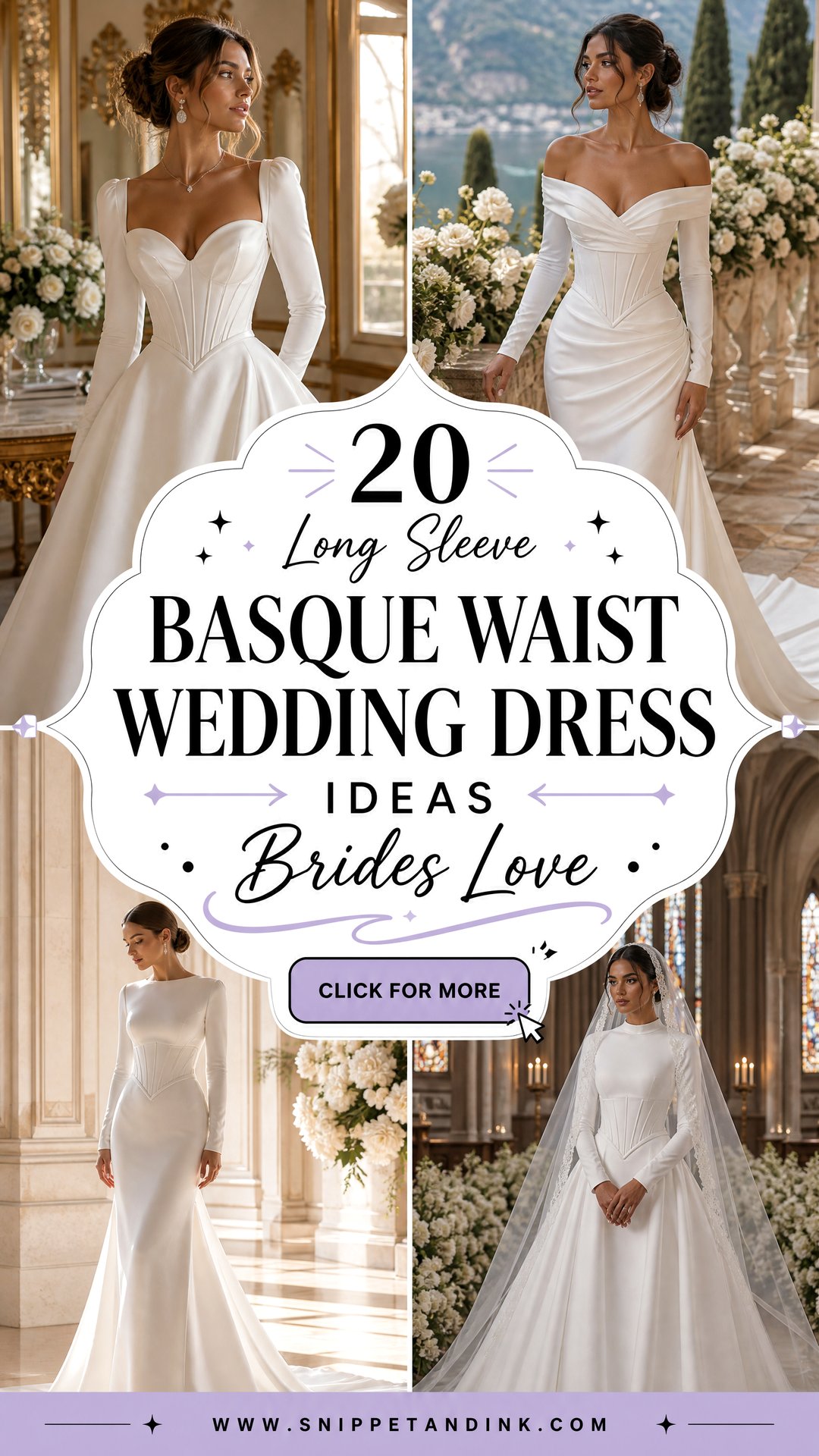 20 Long Sleeve Basque Waist Wedding Dress Ideas Brides Love - 20 Long Sleeve Basque Waist Wedding Dress Ideas Brides Love
