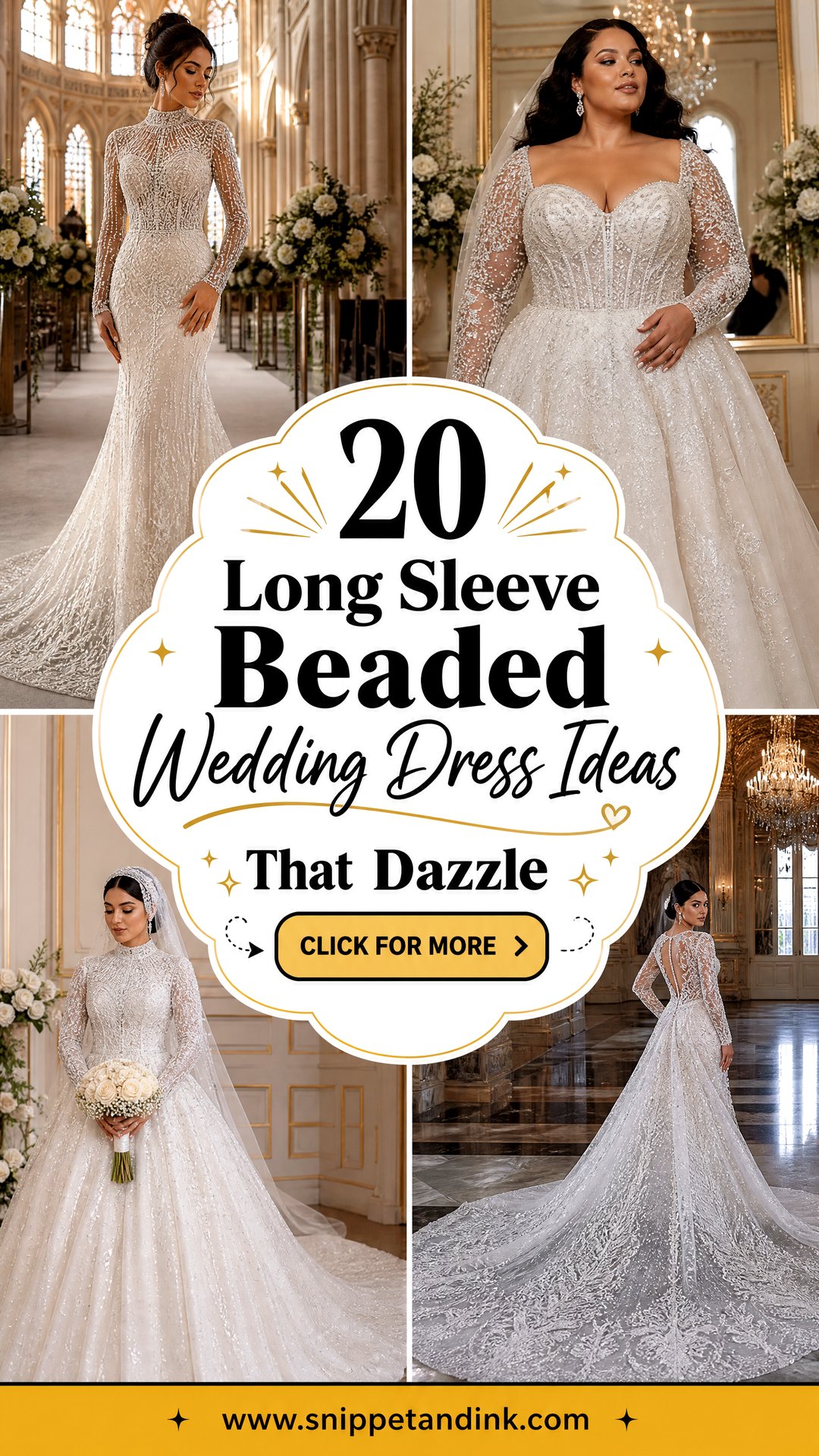 20 Long Sleeve Beaded Wedding Dress Ideas That Dazzle - 20 Long Sleeve Beaded Wedding Dress Ideas That Dazzle