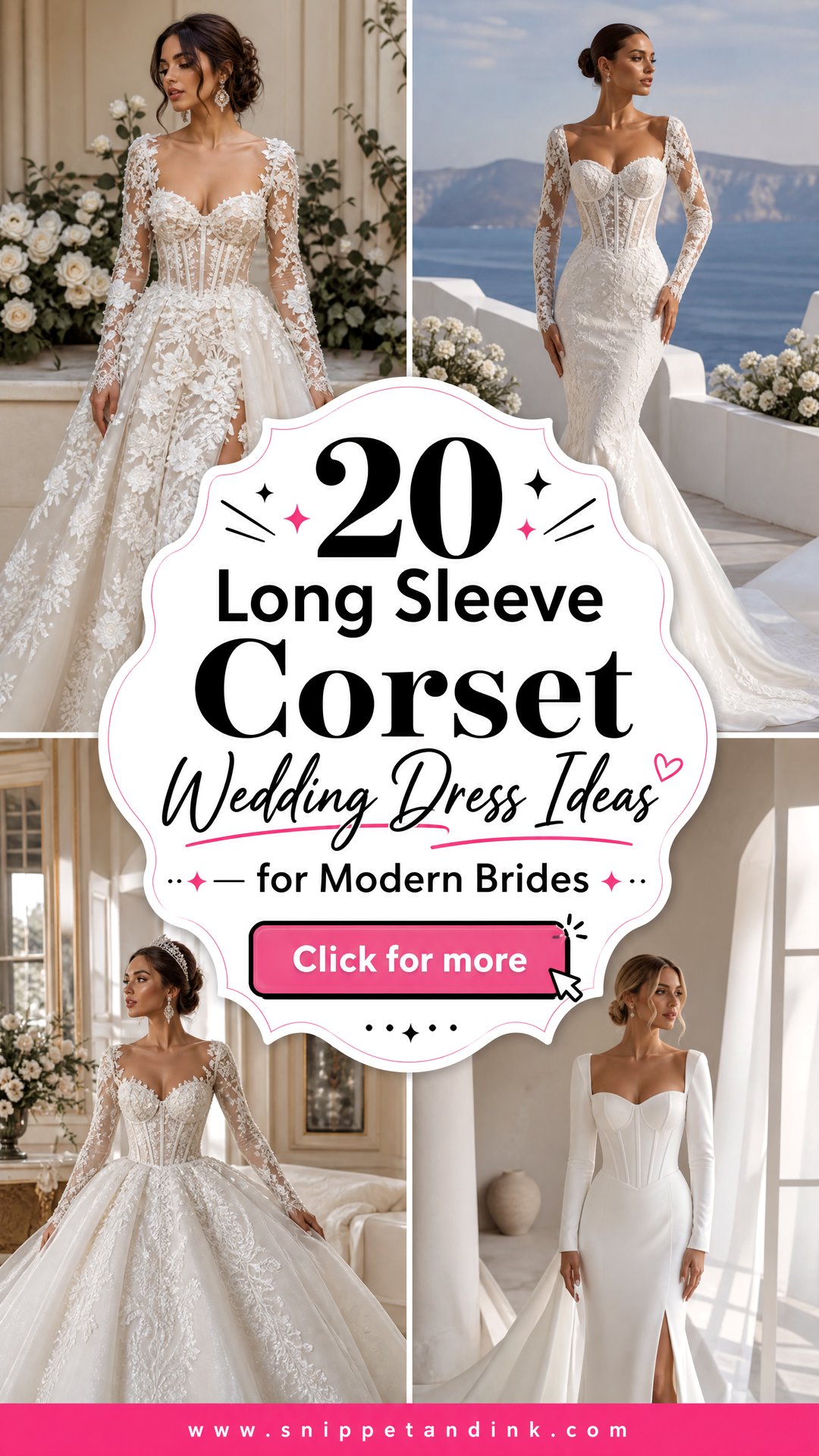 20 Long Sleeve Corset Wedding Dress Ideas for Modern Brides - 20 Long Sleeve Corset Wedding Dress Ideas for Modern Brides