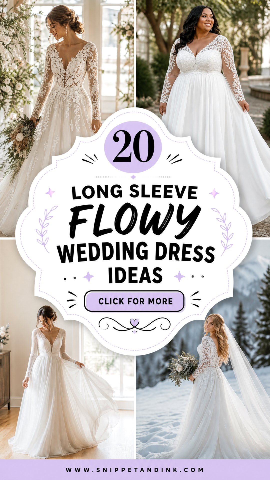 20 Long Sleeve Flowy Wedding Dress Ideas for Romantic Brides - 20 Long Sleeve Flowy Wedding Dress Ideas for Romantic Brides