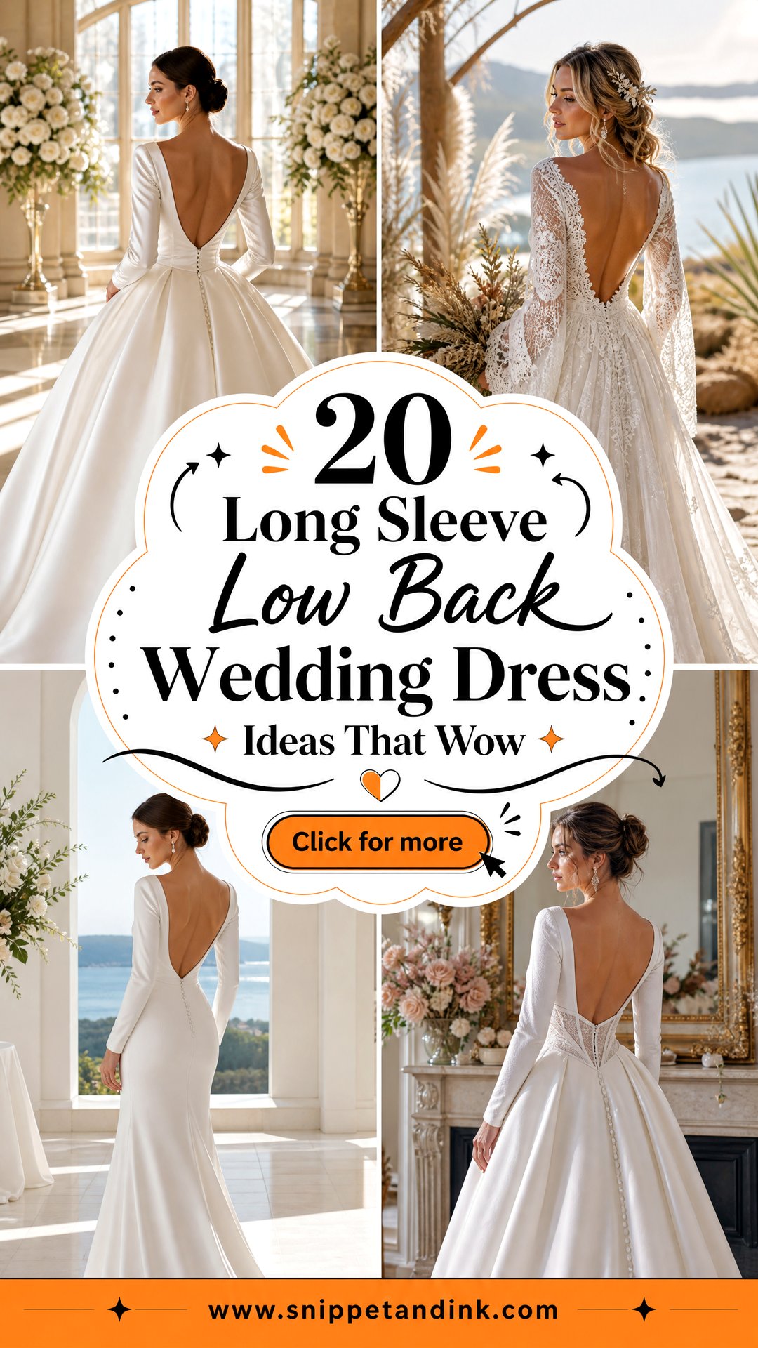 20 Long Sleeve Low Back Wedding Dress Ideas That Wow - 20 Long Sleeve Low Back Wedding Dress Ideas That Wow