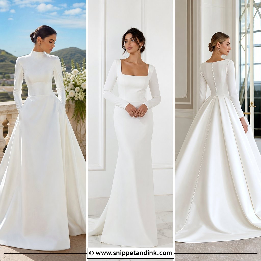20 Long Sleeve Minimalist Wedding Dress Ideas for Chic Brides