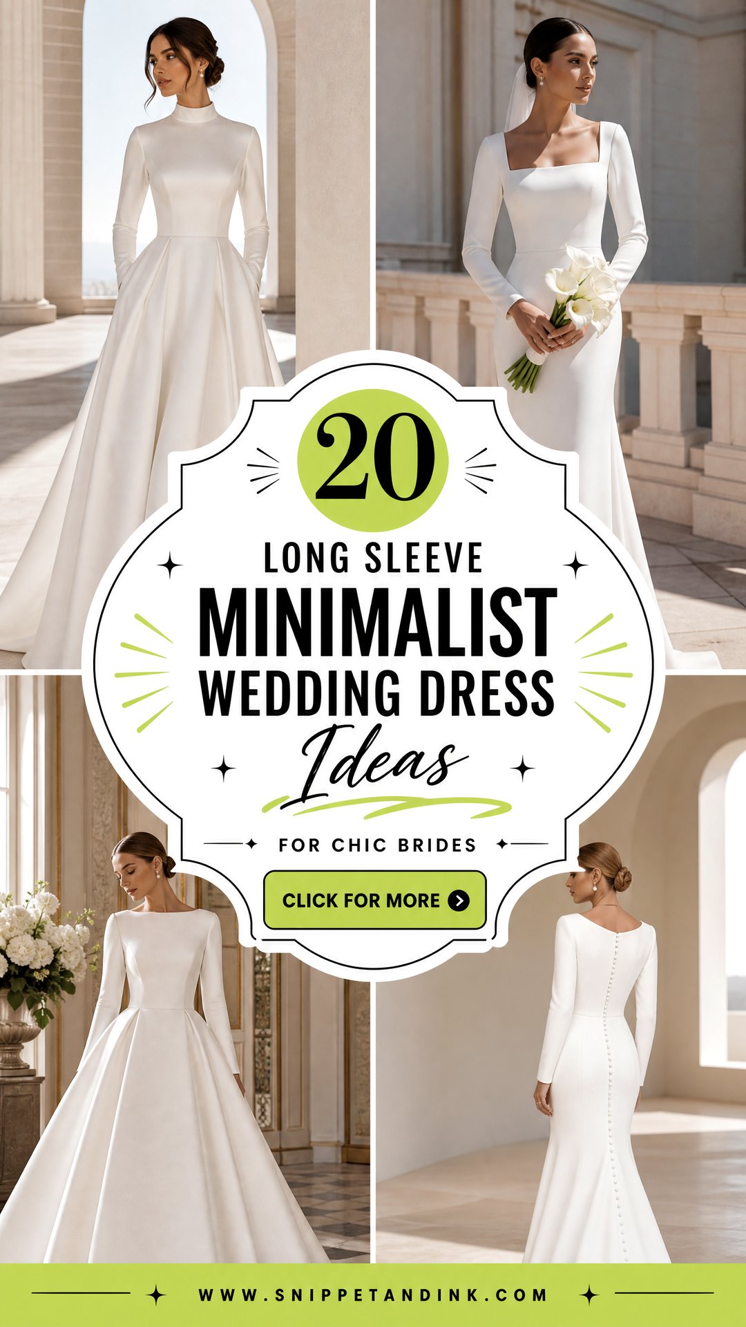 20 Long Sleeve Minimalist Wedding Dress Ideas for Chic Brides - 20 Long Sleeve Minimalist Wedding Dress Ideas for Chic Brides