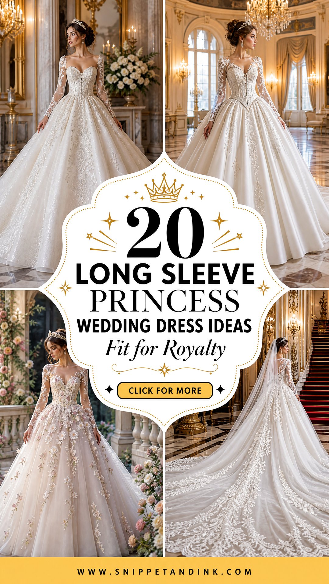 20 Long Sleeve Princess Wedding Dress Ideas Fit for Royalty - 20 Long Sleeve Princess Wedding Dress Ideas Fit for Royalty