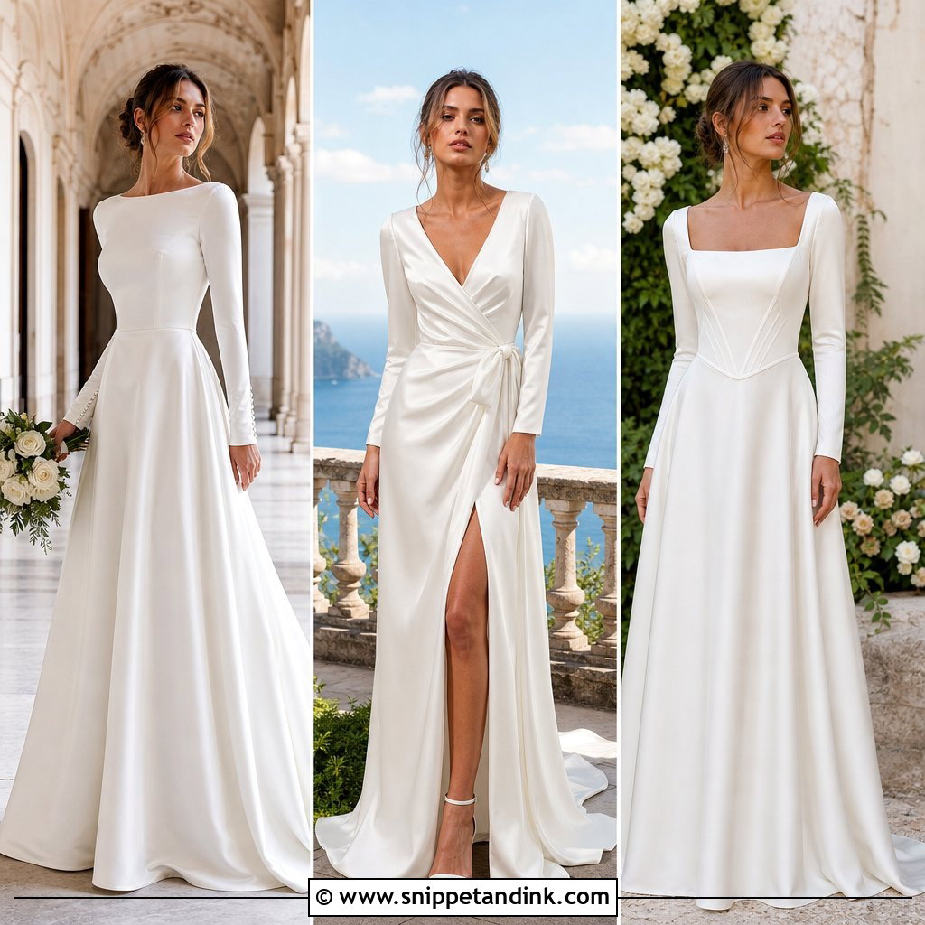 20 Long Sleeve Silk Wedding Dress Ideas for Elegant Brides