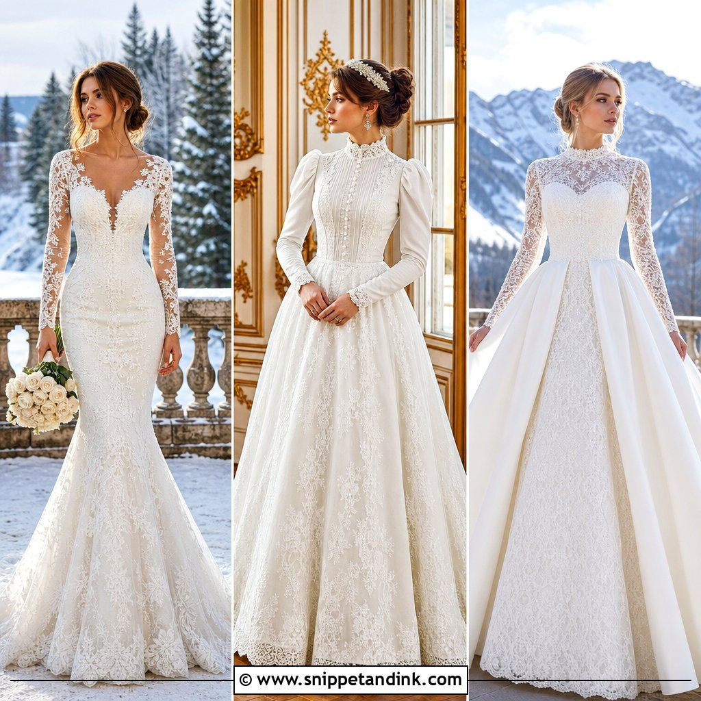 20 Long Sleeve Winter Wedding Dress Ideas for Cozy Brides