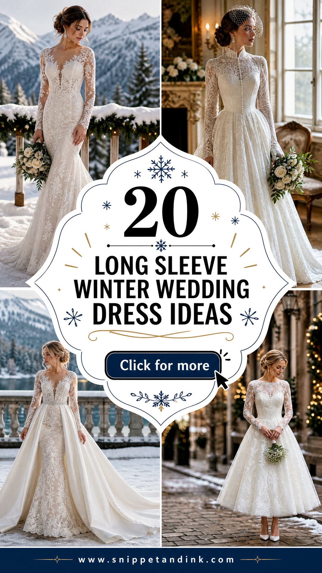 20 Long Sleeve Winter Wedding Dress Ideas for Cozy Brides - 20 Long Sleeve Winter Wedding Dress Ideas for Cozy Brides