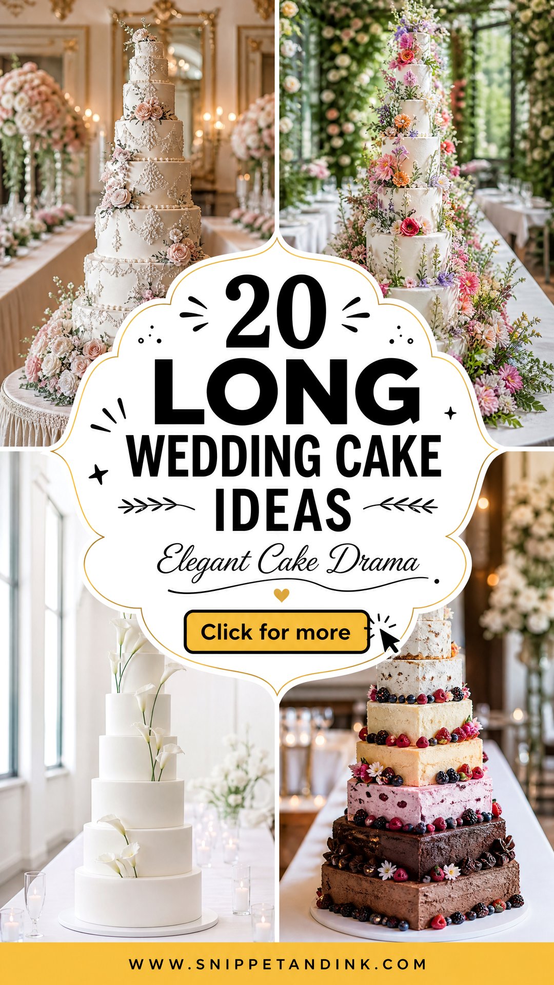20 Long Wedding Cake Ideas for Elegant Reception Drama - 20 Long Wedding Cake Ideas for Elegant Reception Drama