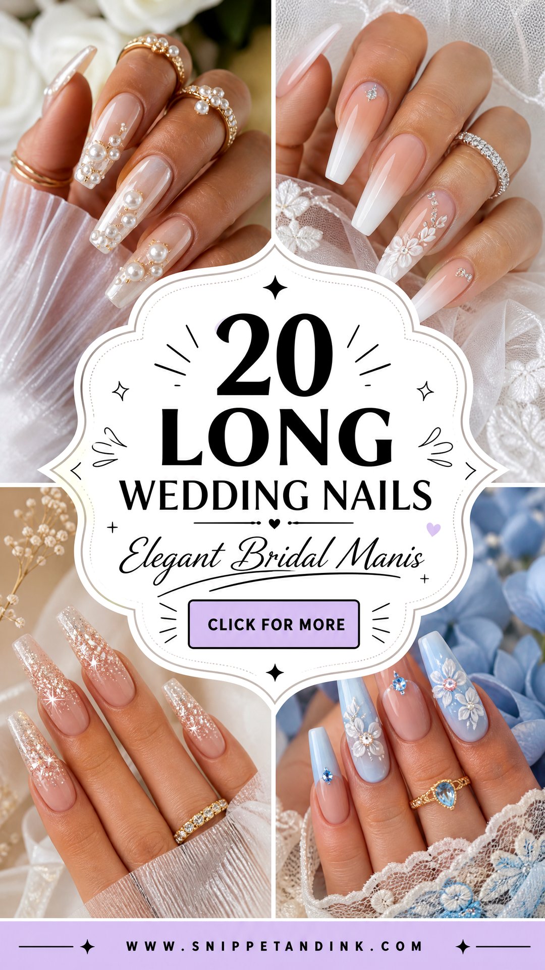 20 Long Wedding Nails for Elegant Bridal Manicures - 20 Long Wedding Nails for Elegant Bridal Manicures
