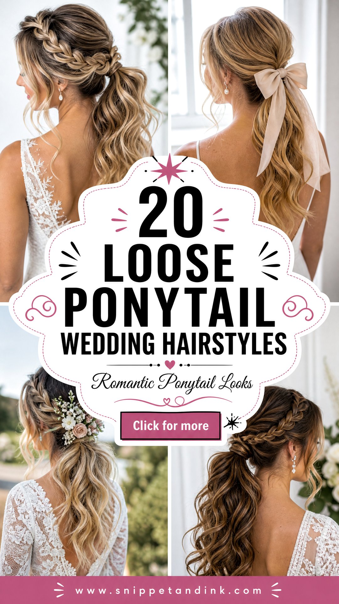 20 Loose Ponytail Wedding Hairstyles for Romantic Brides - 20 Loose Ponytail Wedding Hairstyles for Romantic Brides