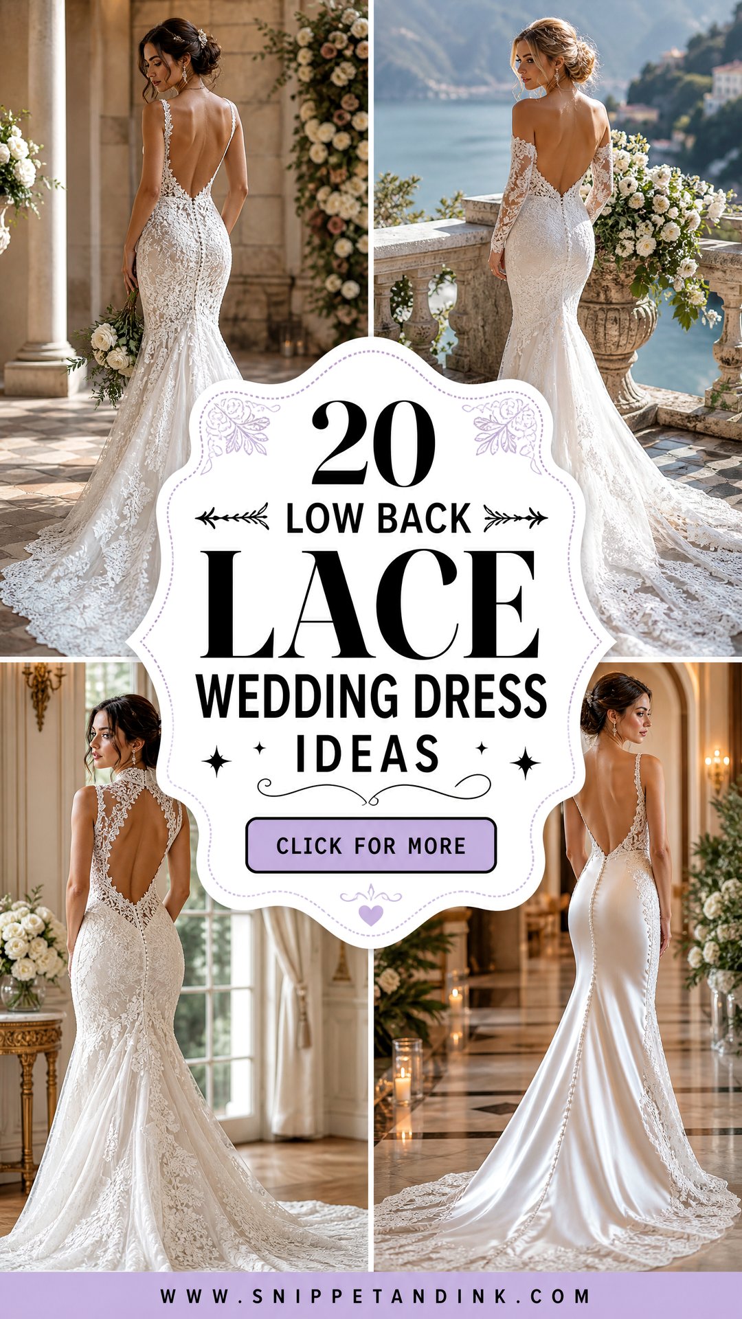 20 Low Back Lace Wedding Dress Ideas for a Striking Bridal Look - 20 Low Back Lace Wedding Dress Ideas for a Striking Bridal Look