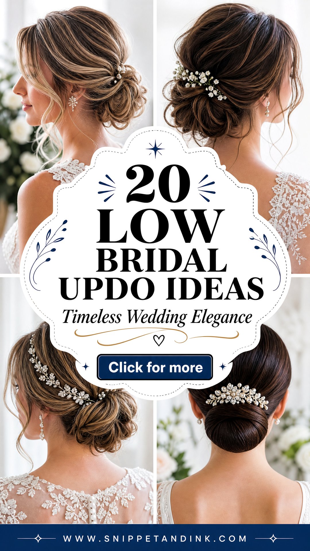 20 Low Bridal Updo Ideas for Timeless Wedding Elegance - 20 Low Bridal Updo Ideas for Timeless Wedding Elegance