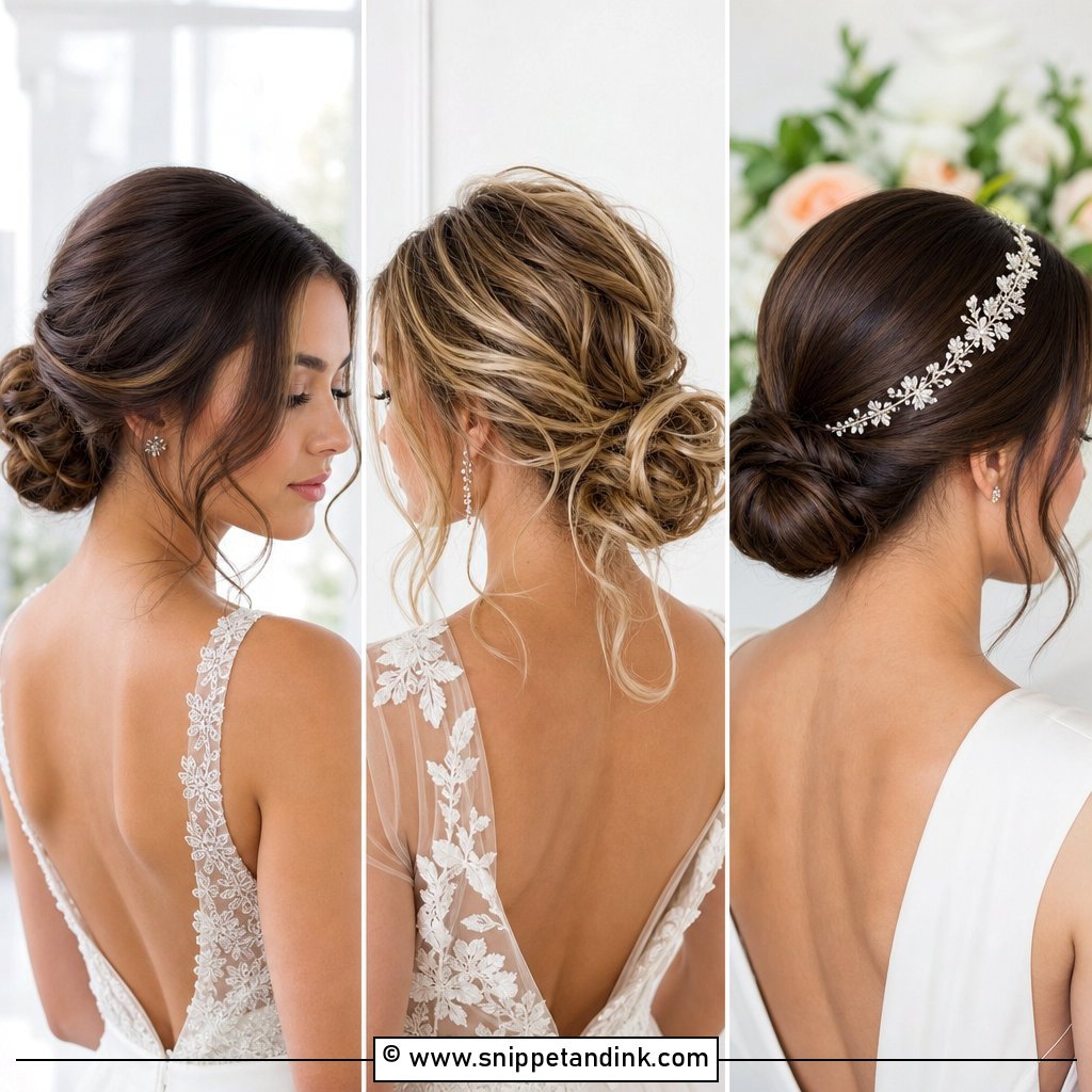 20 Low Bridal Updo Ideas for Timeless Wedding Elegance