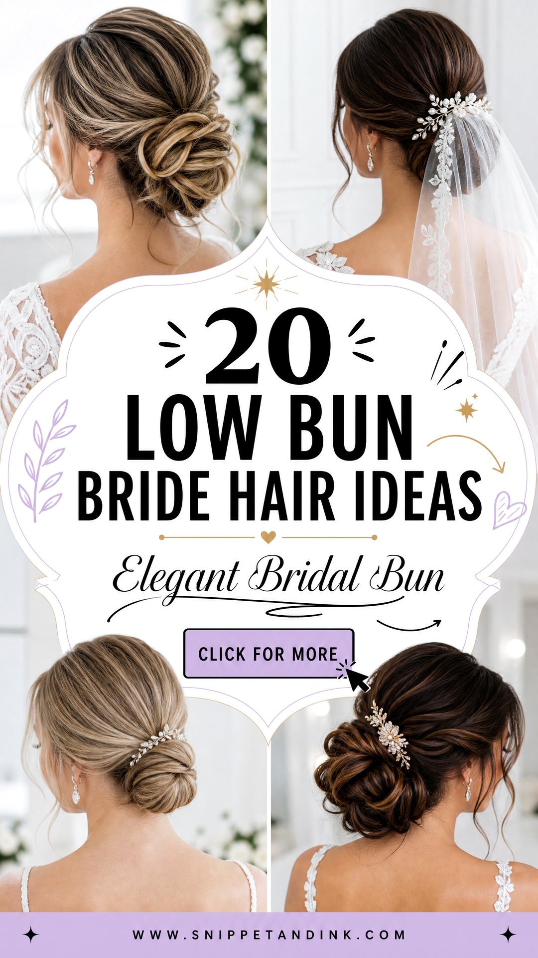 20 Low Bun Bride Hair Ideas for Elegant Timeless Looks - 20 Low Bun Bride Hair Ideas for Elegant, Timeless Looks