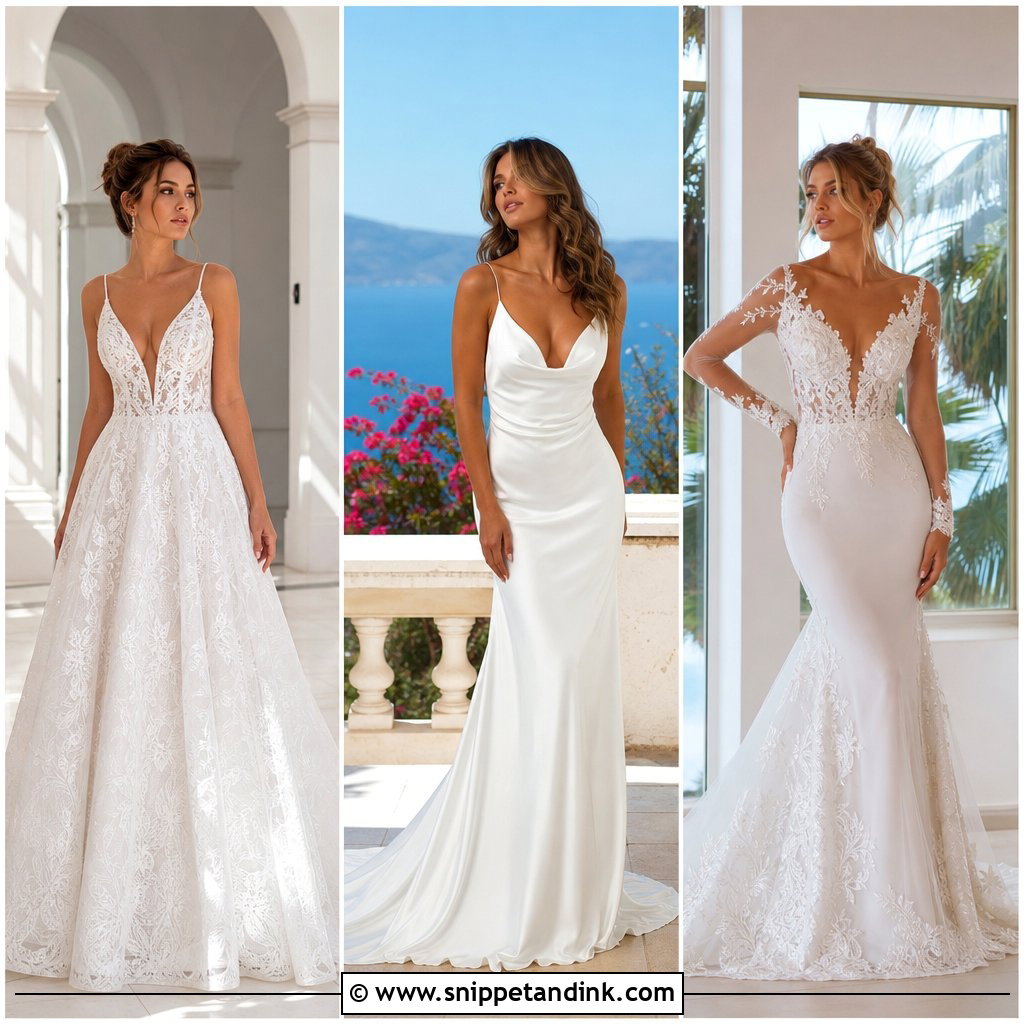 20 Low Cut Wedding Dress Ideas for a Confident Bridal Look