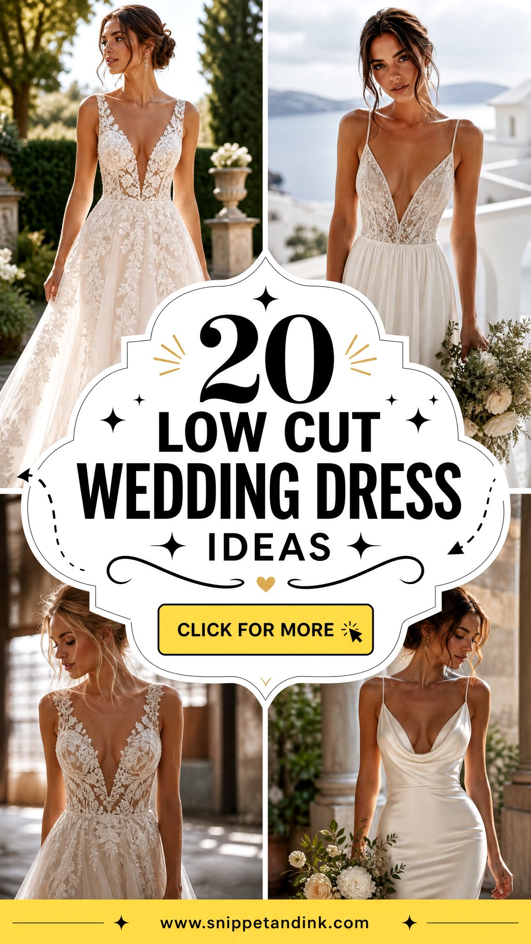 20 Low Cut Wedding Dress Ideas for a Confident Bridal Look - 20 Low Cut Wedding Dress Ideas for a Confident Bridal Look