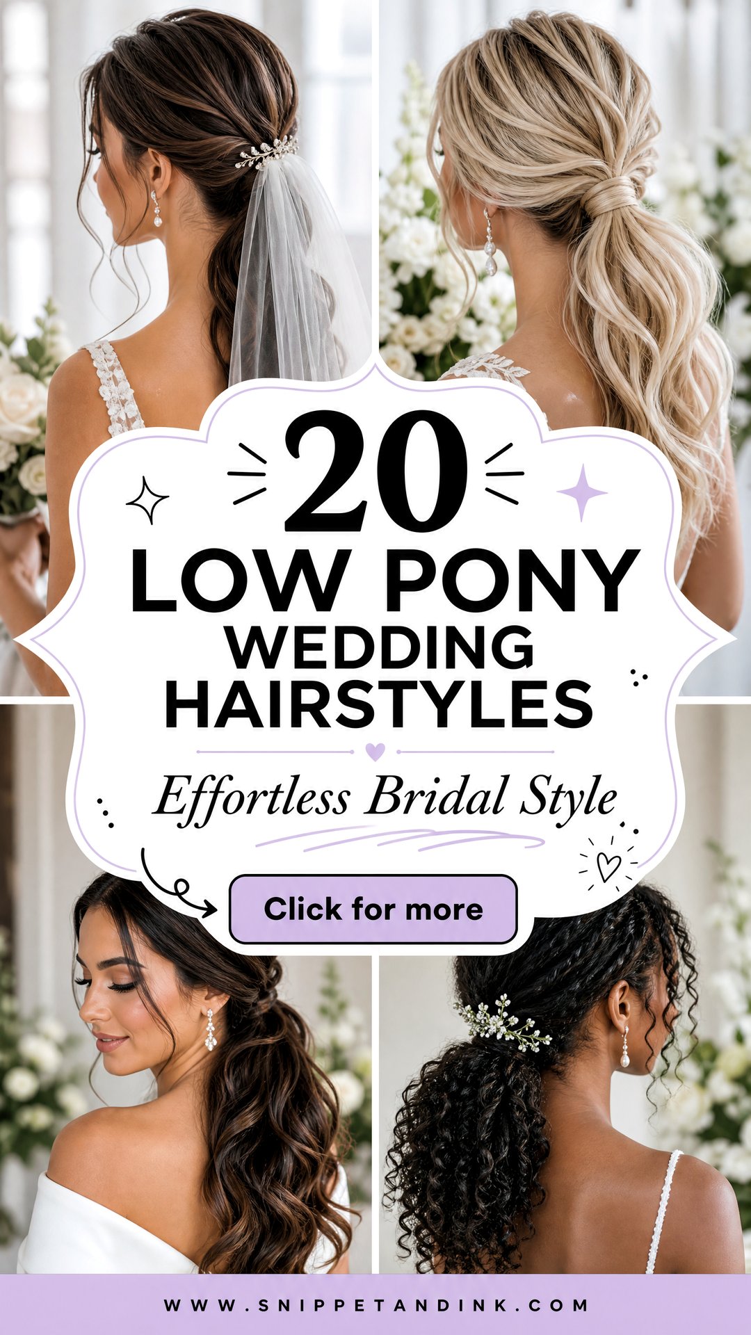 20 Low Pony Wedding Hairstyles for Effortless Bridal Style - 20 Low Pony Wedding Hairstyles for Effortless Bridal Style