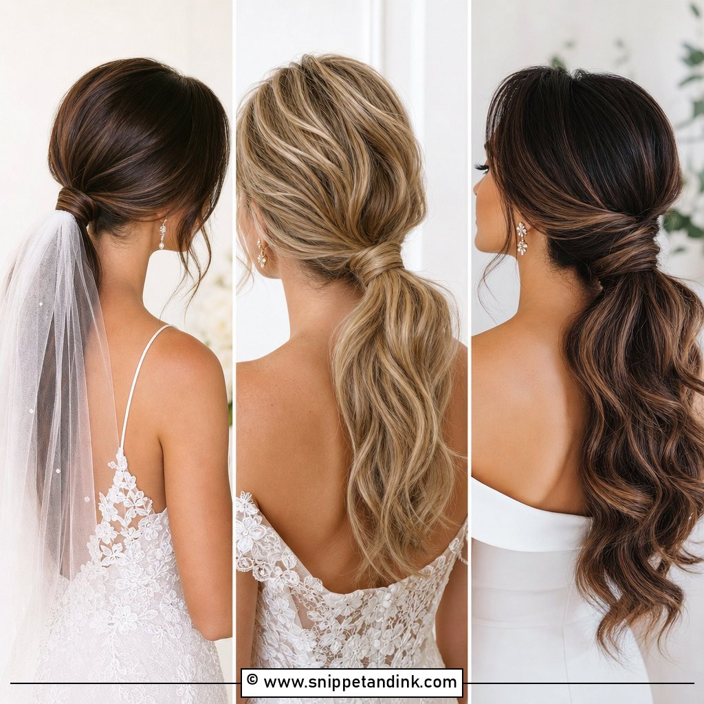 20 Low Pony Wedding Hairstyles for Effortless Bridal Style