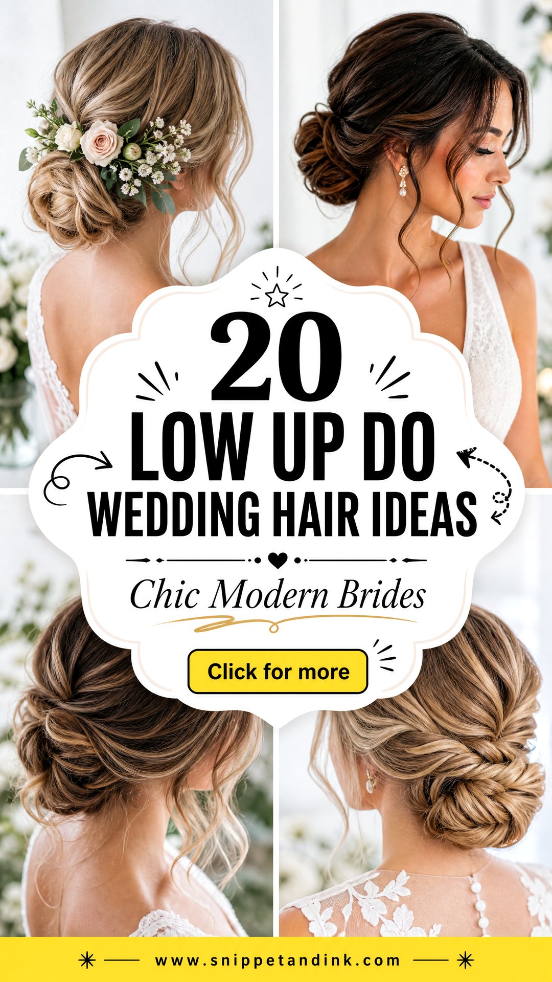 20 Low Up Do Wedding Hair Ideas for Chic Modern Brides Today - 20 Low Up Do Wedding Hair Ideas for Chic Modern Brides Today