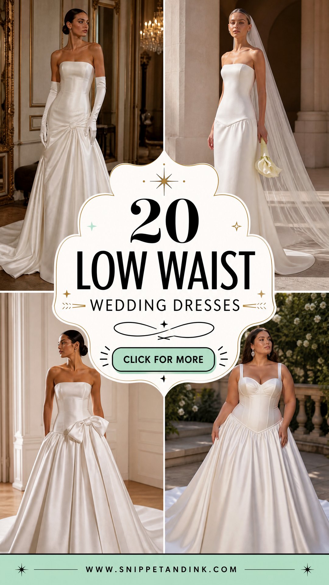 20 Low Waist Wedding Dresses for a Modern Bridal Silhouette - 20 Low Waist Wedding Dresses for a Modern Bridal Silhouette