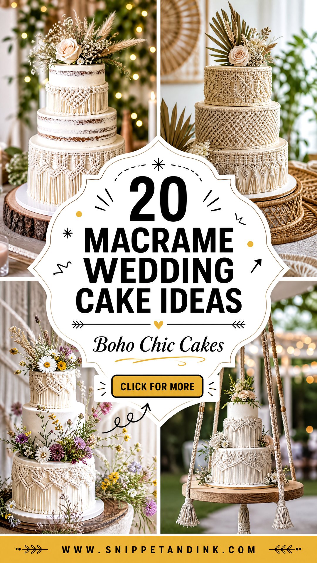 20 Macrame Wedding Cake Ideas for Boho-Chic Wedding Style - 20 Macrame Wedding Cake Ideas for Boho-Chic Wedding Style