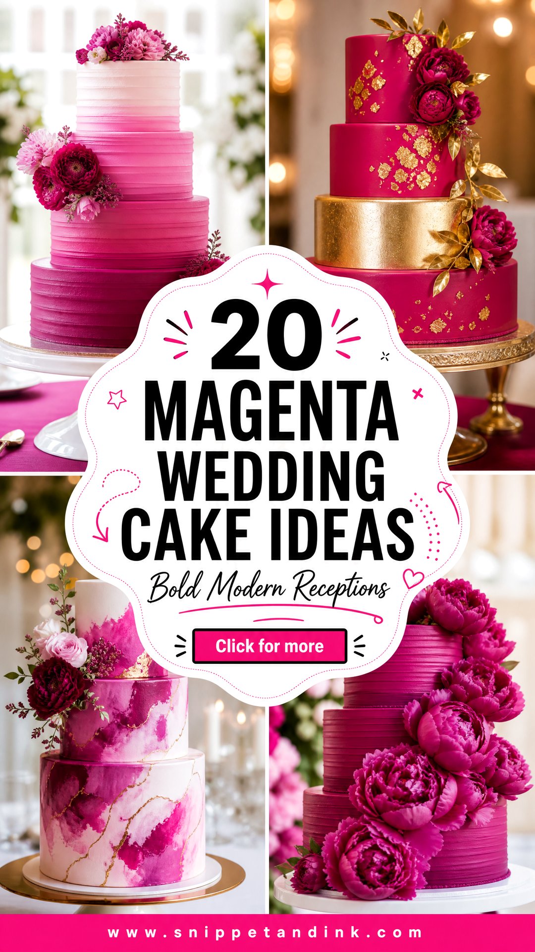 20 Magenta Wedding Cake Ideas for Bold Modern Receptions - 20 Magenta Wedding Cake Ideas for Bold Modern Receptions