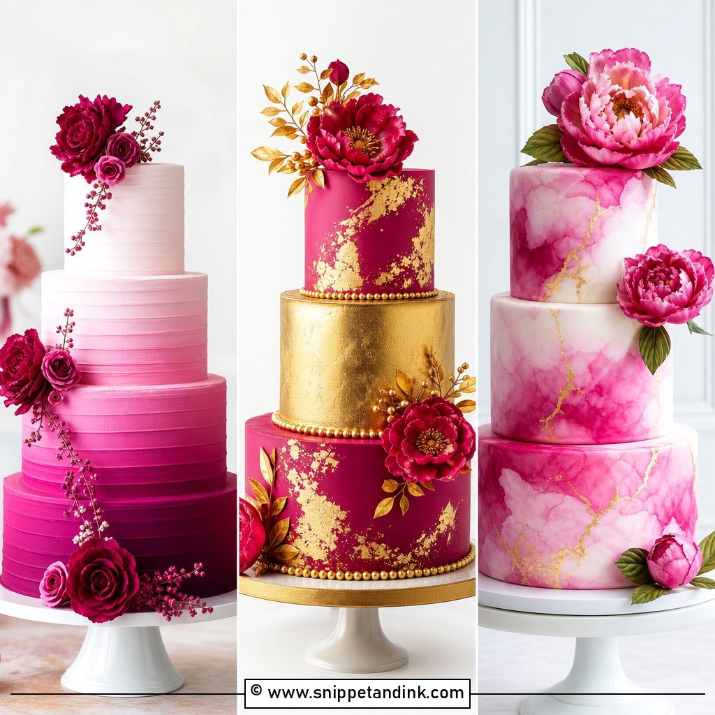 20 Magenta Wedding Cake Ideas for Bold Modern Receptions