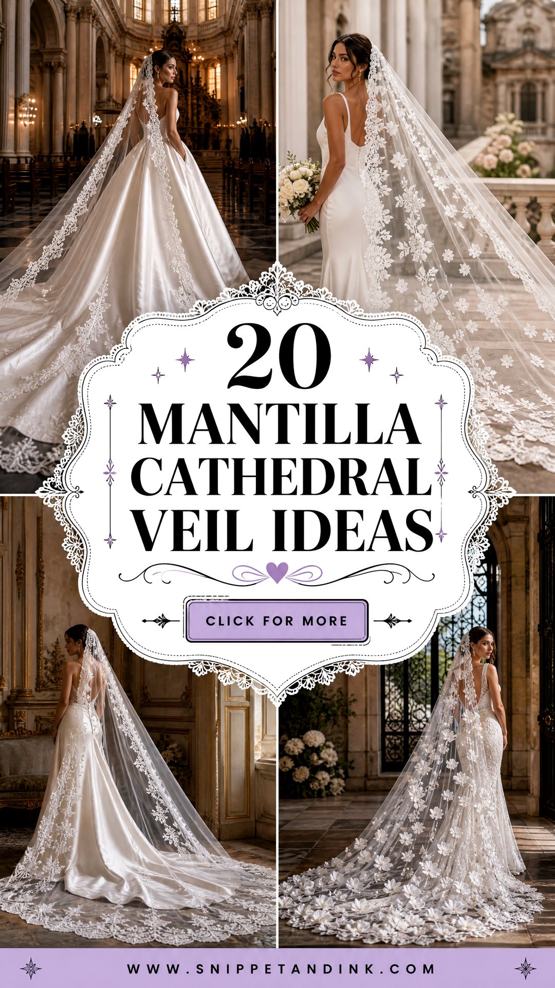 20 Mantilla Cathedral Veil Ideas for a Dramatic Bridal Look - 20 Mantilla Cathedral Veil Ideas for a Dramatic Bridal Look