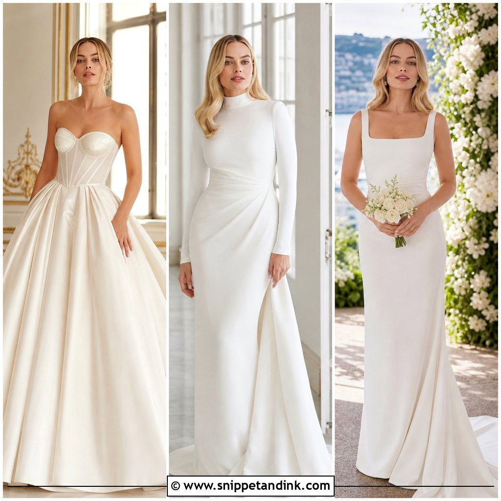 20 Margot Robbie Wedding Dress Ideas for a Starry Bridal Look