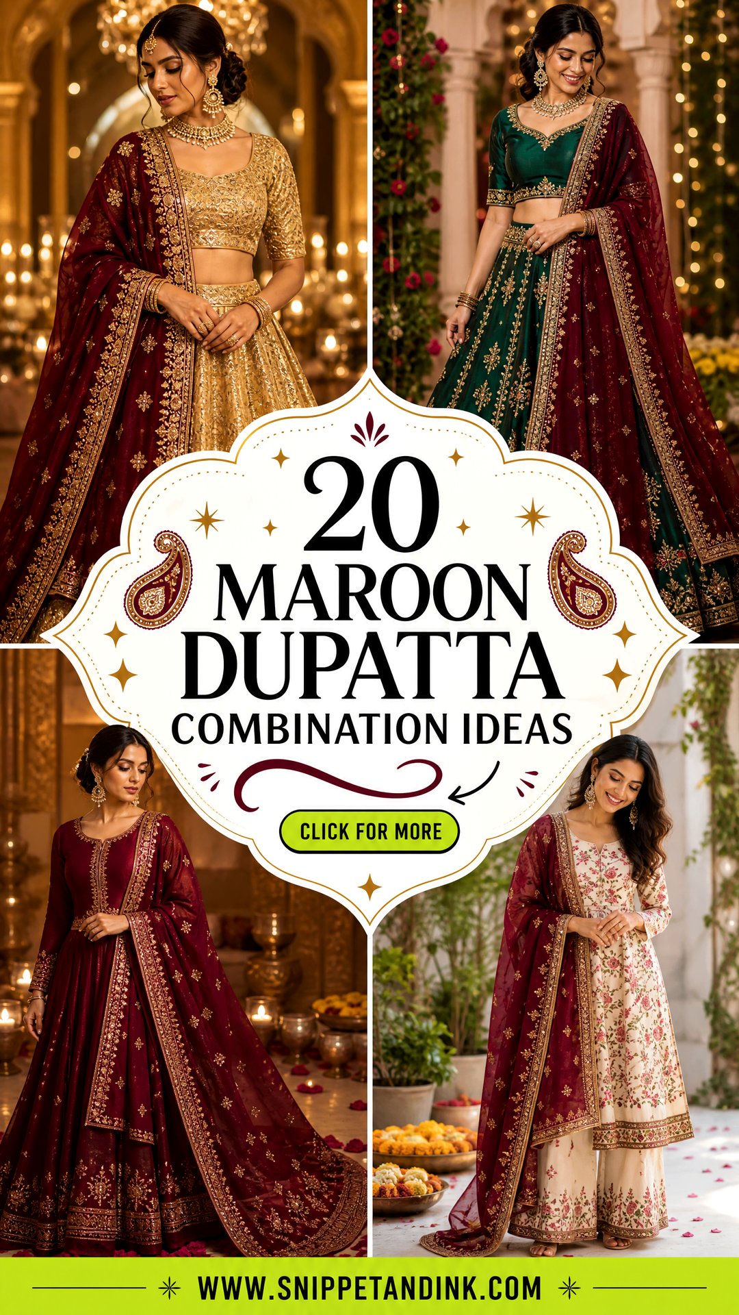 20 Maroon Dupatta Combination Ideas for Rich Festive Style - 20 Maroon Dupatta Combination Ideas for Rich, Festive Style