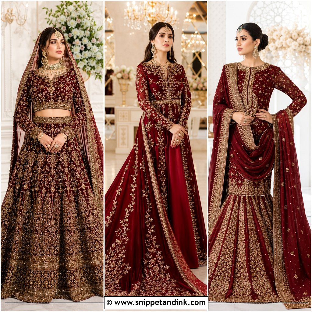 20 Maroon Pakistani Bridal Dress Ideas for a Regal Look
