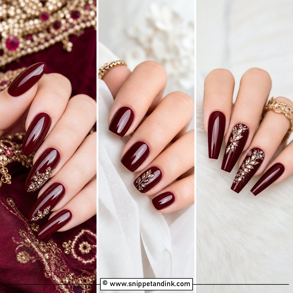 20 Maroon Wedding Nails for Bold Brides and Chic Guests