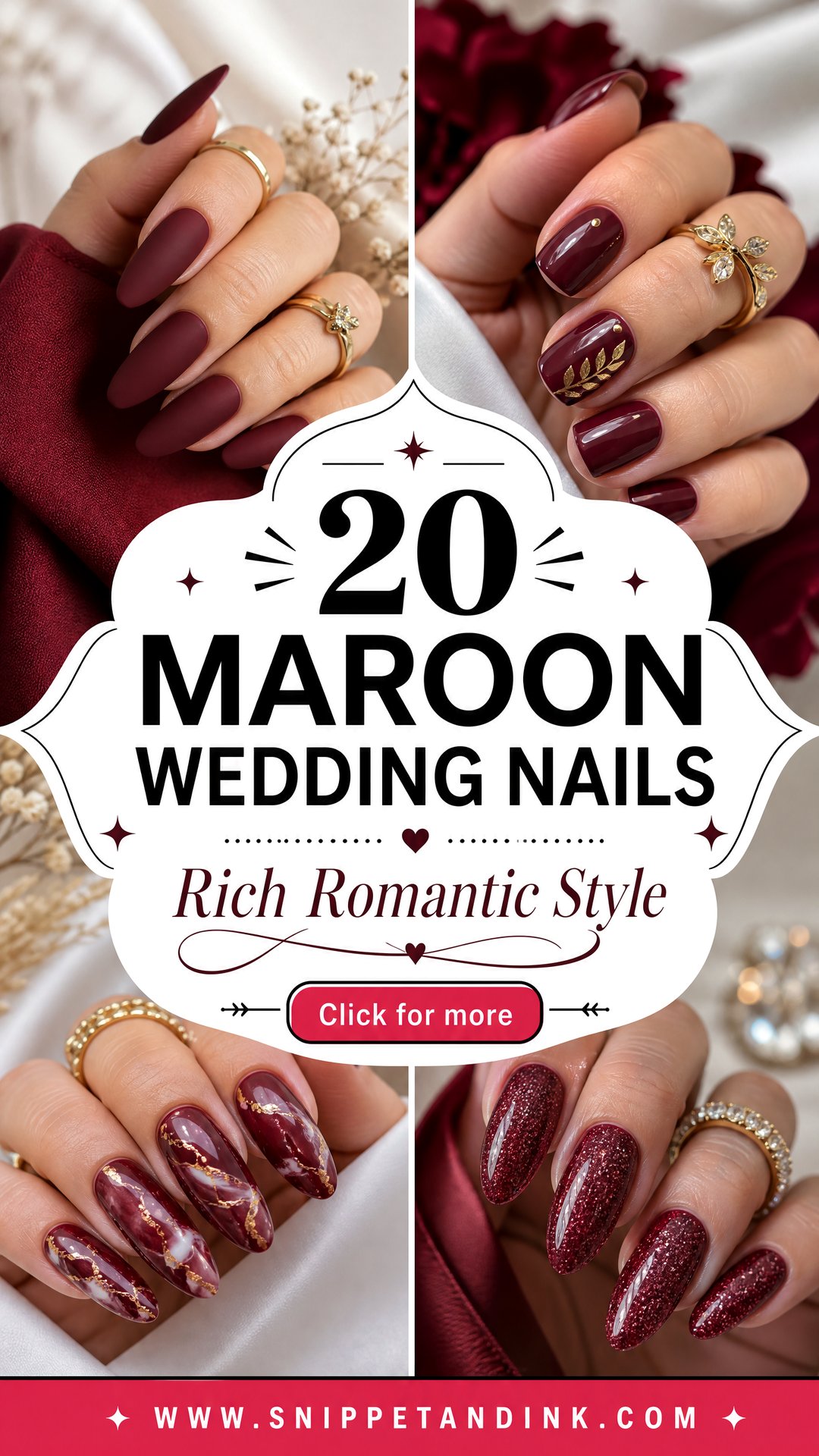 20 Maroon Wedding Nails for Bride With Rich Romantic Style - 20 Maroon Wedding Nails for Bride With Rich Romantic Style