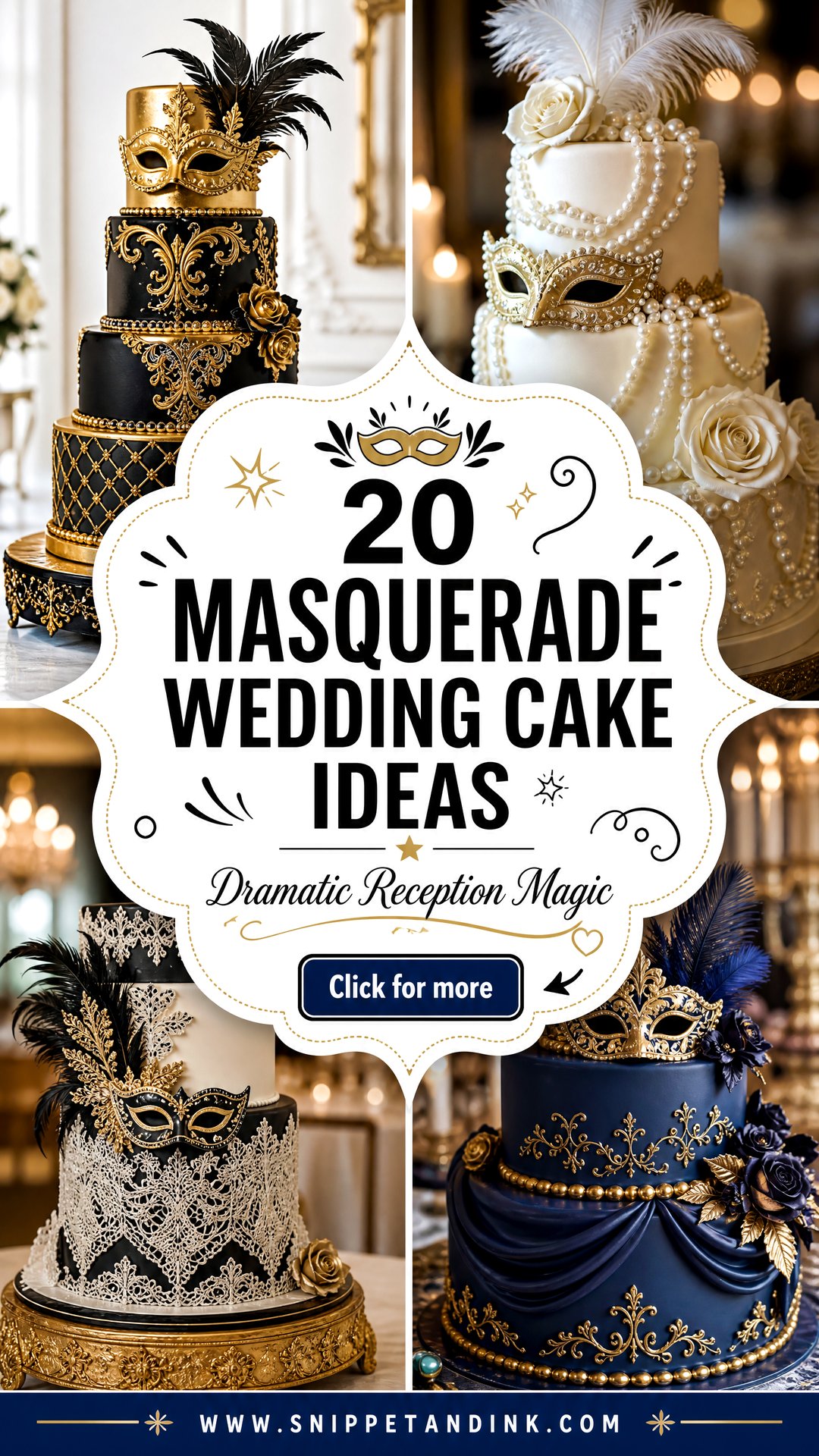 20 Masquerade Wedding Cake Ideas for a Dramatic Reception - 20 Masquerade Wedding Cake Ideas for a Dramatic Reception