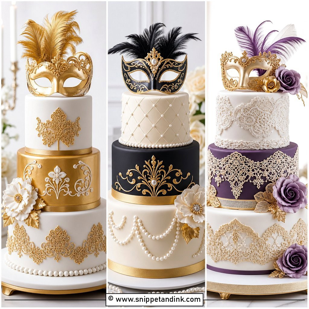 20 Masquerade Wedding Cake Ideas for a Dramatic Reception