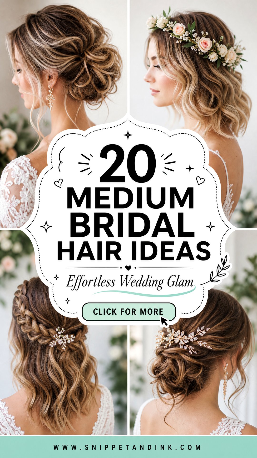 20 Medium Bridal Hair Ideas for Effortless Wedding Glam - 20 Medium Bridal Hair Ideas for Effortless Wedding Glam
