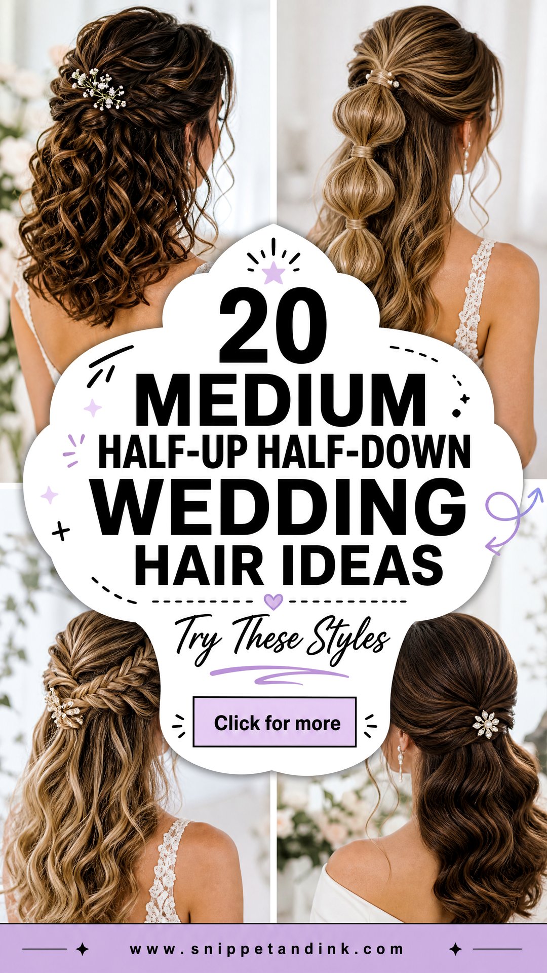 20 Medium Half-Up Half-Down Wedding Hair Ideas to Try - 20 Medium Half-Up Half-Down Wedding Hair Ideas to Try