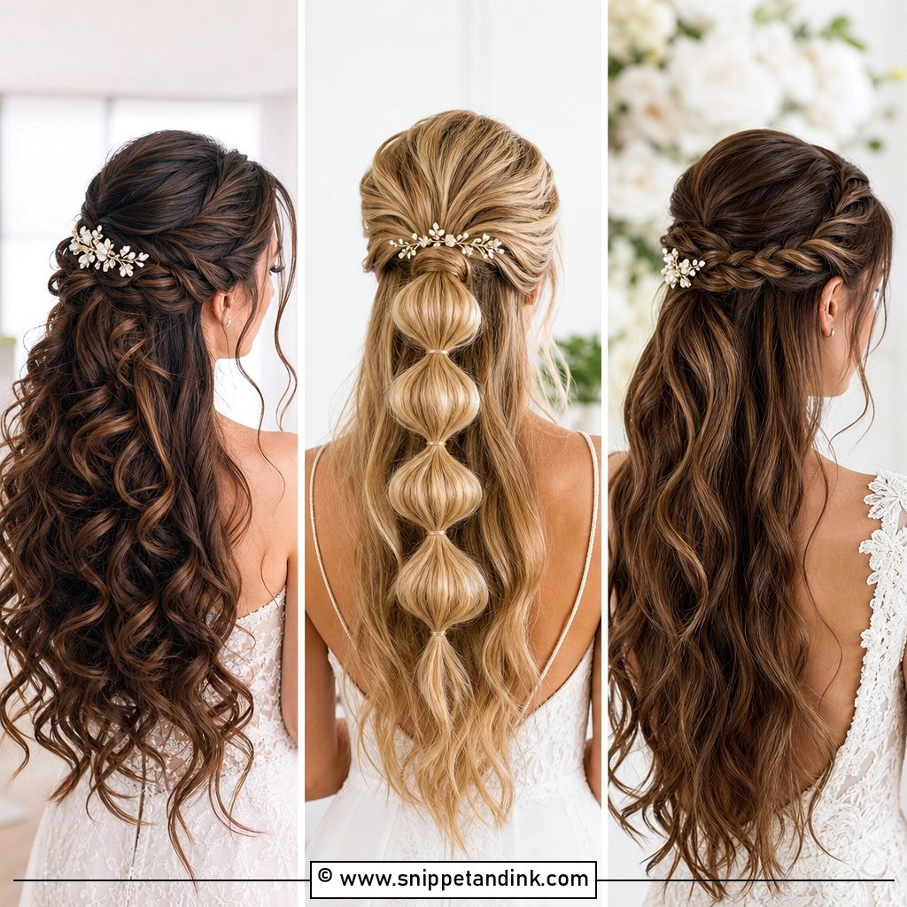 20 Medium Half-Up Half-Down Wedding Hair Ideas to Try
