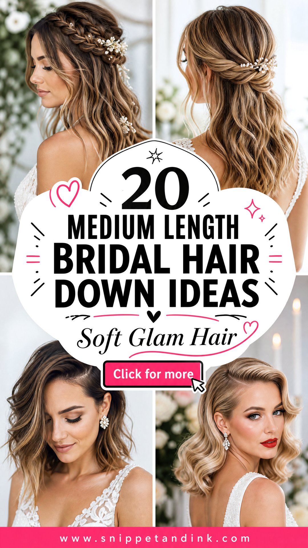 20 Medium Length Bridal Hair Down Ideas for Soft Glam - 20 Medium Length Bridal Hair Down Ideas for Soft Glam