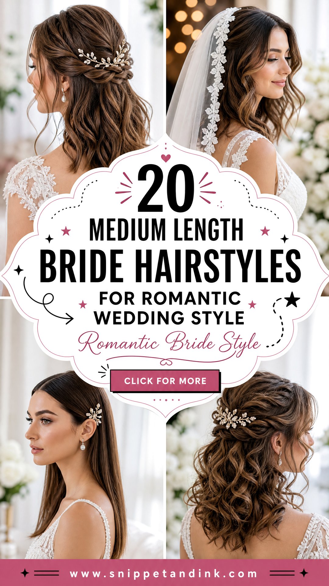 20 Medium Length Bride Hairstyles for Romantic Wedding Style - 20 Medium Length Bride Hairstyles for Romantic Wedding Style